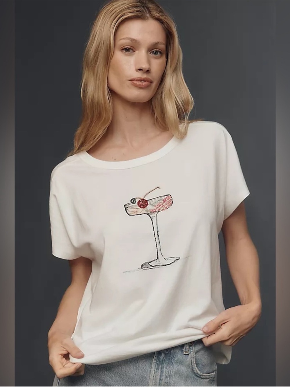 Maeve White Short-Sleeve Cocktail Graphic Tee